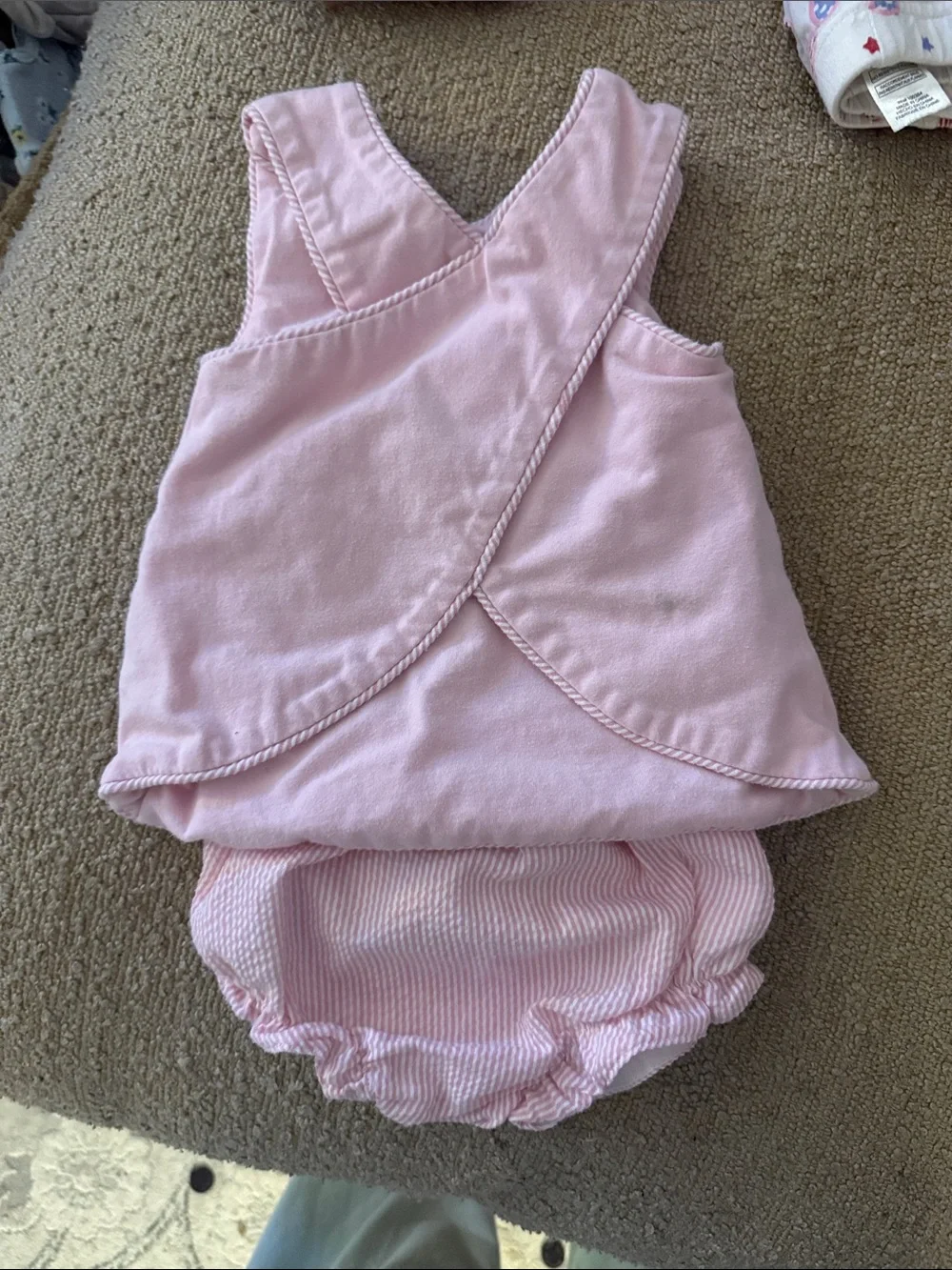 Pink Baby shirt & Bloomers Set with Duck and Tulip Applique